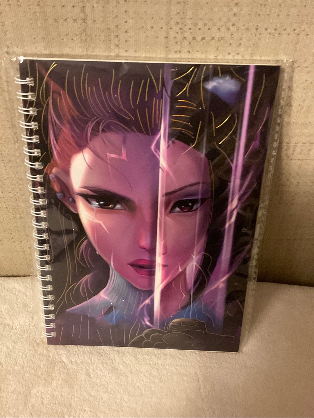 Purple Illustrated Spiral Notebook with Dramatic Face Art